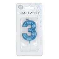 Taartkaars 6cm Metallic Licht Blauw no. 3