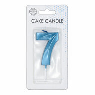 Taartkaars 6cm Metallic Licht Blauw no. 7