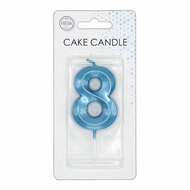 Taartkaars 6cm Metallic Licht Blauw no. 8