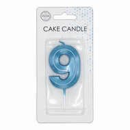 Taartkaars 6cm Metallic Licht Blauw no. 9