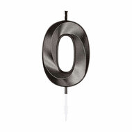 Taartkaars 6cm Metallic Zwart no. 0