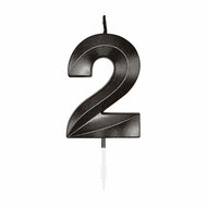 Taartkaars 6cm Metallic Zwart no. 2