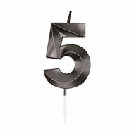 Taartkaars 6cm Metallic Zwart no. 5