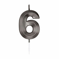 Taartkaars 6cm Metallic Zwart no. 6