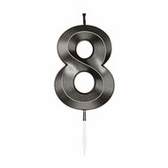 Taartkaars 6cm Metallic Zwart no. 8