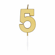 Taartkaars 4,5cm Metallic Goud no. 5