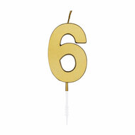 Taartkaars 4,5cm Metallic Goud no. 6