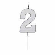 Taartkaars 4,5cm Metallic Zilver no. 2
