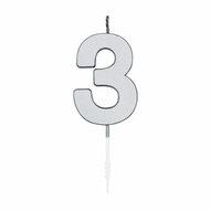 Taartkaars 4,5cm Metallic Zilver no. 3