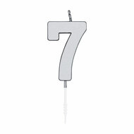 Taartkaars 4,5cm Metallic Zilver no. 7