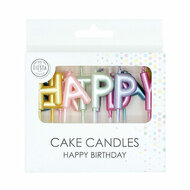 Taartkaarsen Set "Happy Birthday" Pastel Kleuren