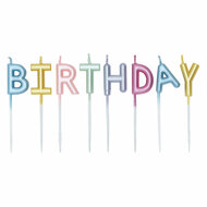 Taartkaarsen Set "Happy Birthday" Pastel Kleuren