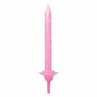Taartkaarsen met Houders Licht Roze - 12st.