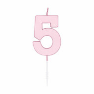 Taartkaars 4,5cm Pastel Roze no. 5
