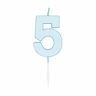Taartkaars 4,5cm Pastel Blauw no. 5