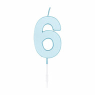 Taartkaars 4,5cm Pastel Blauw no. 6