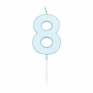 Taartkaars 4,5cm Pastel Blauw no. 8