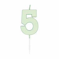 Taartkaars 4,5cm Pastel Mint no. 5