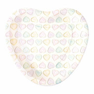 Papieren Borden 23cm Hartvormig Watercolors Hearts - 8st.