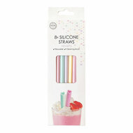 Silicone Rietjes Herbruikbaar Watercolors Hearts - 8st.