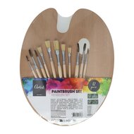 Set Kwasten - 11st. Met Houten Palet