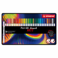 STABILO Pen 68 Brush - Viltstift - ARTY - Metalen Set 30 Stuks