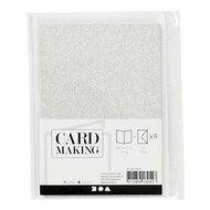 Kaarten en Enveloppen 10,5x15cm Glitter Zilver - 4st.