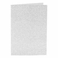 Kaarten en Enveloppen 10,5x15cm Glitter Zilver - 4st.