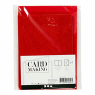 Kaarten en Enveloppen 10,5x15cm Glitter Rood - 4st.