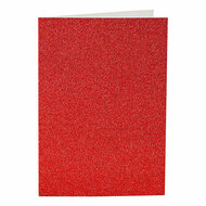 Kaarten en Enveloppen 10,5x15cm Glitter Rood - 4st.