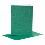 Kaarten en Enveloppen 10,5x15cm Glitter Groen - 4st.