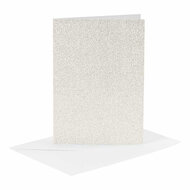 Kaarten en Enveloppen 10,5x15cm Glitter Wit - 4st.