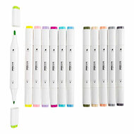 Tekenstift Lijndikte 1+8mm Pastelkleuren - 12st.