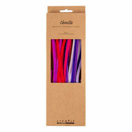 Chenille 6mm x 30cm Paars en Roze Harmonie - 25st.
