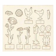 DIY Houten Figuren Kippen, Eieren en Bloemen