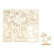 DIY Houten Figuren Hazen, Boom en Paddestoelen