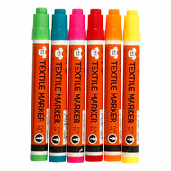 Textielstiften Neon Kleuren - Lijndikte 2-4mm - 6st.