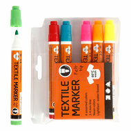 Textielstiften Neon Kleuren - Lijndikte 2-4mm - 6st.