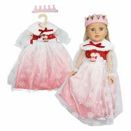 Poppenjurk Winterprinses Lumi met Kroon en Cape - Maat 28-35 cm