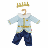 Poppenoutfit Winterprins Luka met Kroon en Kraag - Maat 28-35 cm
