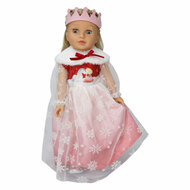 Poppenjurk Winterprinses Lumi met Kroon en Cape - Maat 35-45 cm