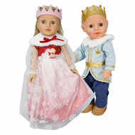 Poppenjurk Winterprinses Lumi met Kroon en Cape - Maat 35-45 cm