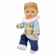 Poppenoutfit Winterprins Luka met Kroon en Kraag - Maat 35-45 cm