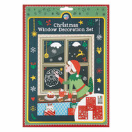 Raam Decoratie Set Kerstmis - 3 Sjablonen en 4 Viltstiften