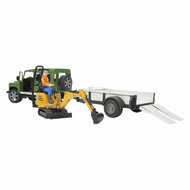 Bruder Land Rover Defender met Trailer en JCB Graafmachine - 1:16