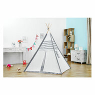 Tipi met Houten Stokken en Vloerkleed - 120x120x150cm