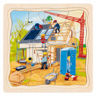 Goki Houten 3-Lagen Puzzel - Huis Bouwen - 35st.