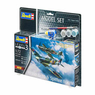 Revell Modelbouwpakket - Combat Set Bf109G-10 &amp; Spitfire Mk.V 1:72 - 76dlg. - Incl. Aqua Color Basiskleuren Verf