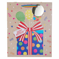 Geschenktasje Kraftlook Happy Birthday - 23x18x10cm