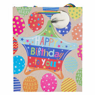 Geschenktasje Kraftlook Happy Birthday - 23x18x10cm - Foto 5
